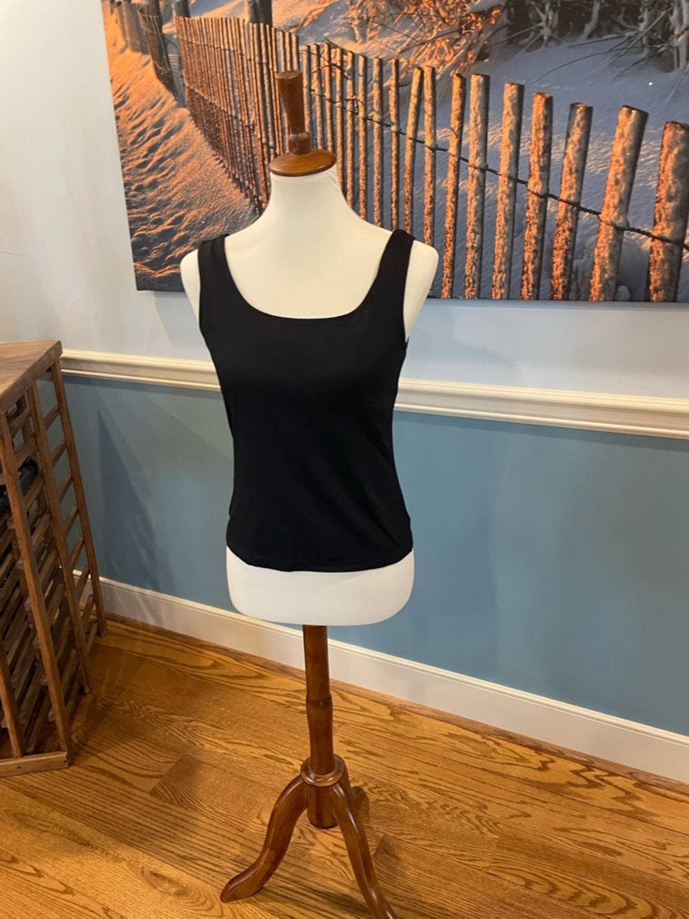 White House/Black Market Classic Black Scoop Neck Tank Top  with shelf bra-